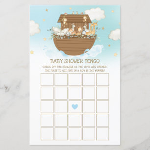 Papier Noah's Ark Blue Boy Baby shower Bingo Jeu