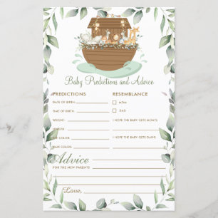 Papier Noah's Ark Greenery Baby Prédictions et conseils