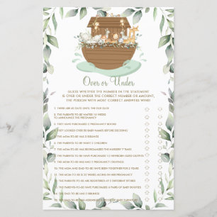 Papier Noah's Ark Greenery Over or Under Baby shower Game