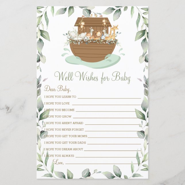 Papier Noah's Ark Greenery Wives for Baby Activity (Devant)