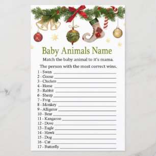 Papier noël bas bébé Animaux Nom Jeu