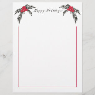 Papier Noël Berries Happy Holidays Letterhead