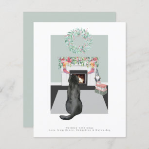 Papier Noël Black Labrador Chien Cheminée scène