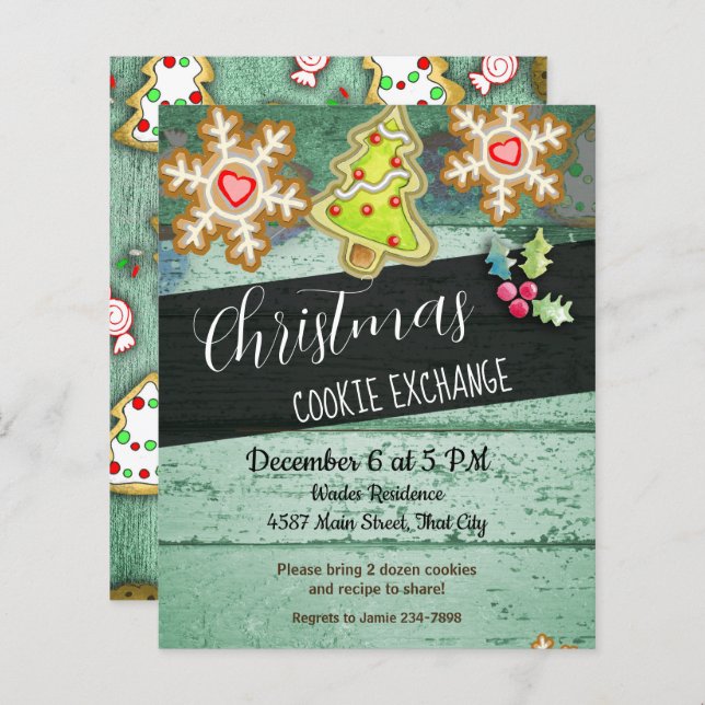 Papier Noël Cookies Exchange Party (Devant / Derrière)