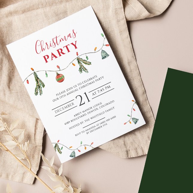 Papier Noël Famille Invitation Rustique (Boho Christmas Party Invitation)