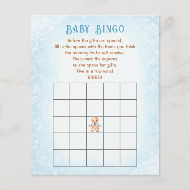 Papier Noël Garçon Baby shower Jeu Bingo bébé Bingo (Devant)