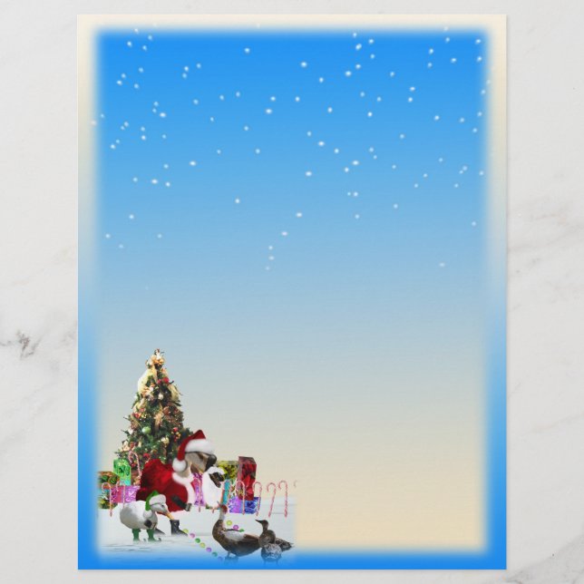 Papier Noël Neige Deux Côtés (Devant)