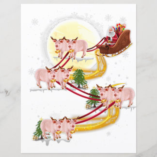 Papier noël santa claus équitation cochon enfants garçons