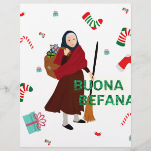 Papier noël sorcière buona Befana