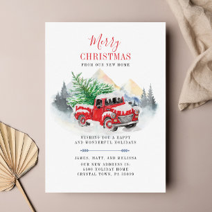 Papier Noël Vacances Camion rouge Faire-part de déménagem
