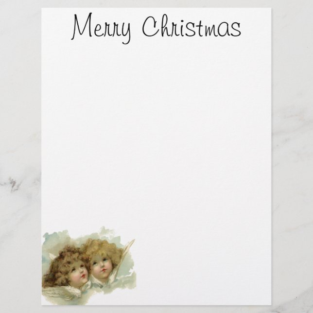 Papier Noël vintage, Anges victoriens dans les nuages (Devant)