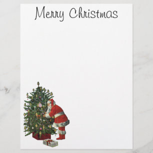 Papier Noël vintage, Père Noël avec présents