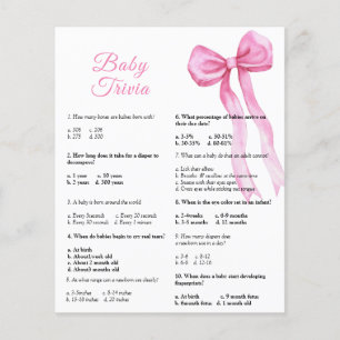 Papier Nœud rose - Bébé Quiz   Jeu de Baby Shower