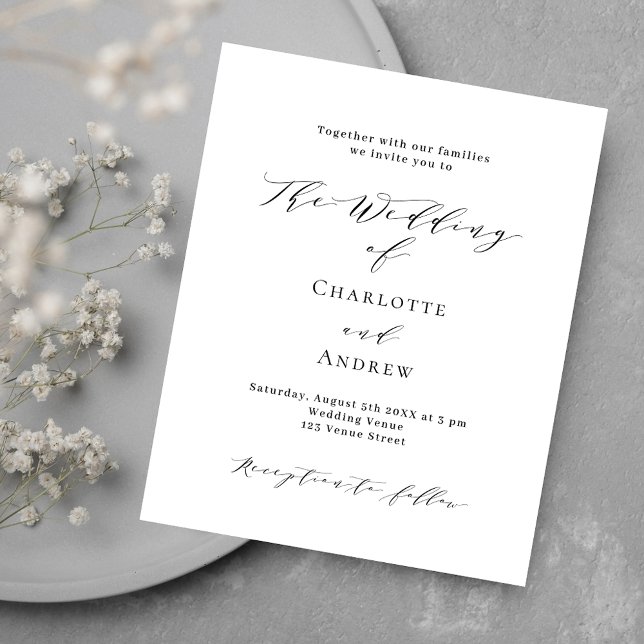 Papier Noir blanc classique formel QR RSVP budget mariage (Créateur téléchargé)