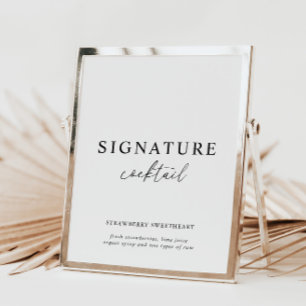 Papier Noir Blanc Moderne Signature Élégante Cocktail Sig