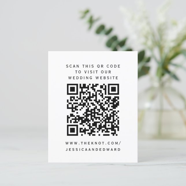 Papier Noir Blanc Qr Code Scan Notre site Mariage Chic (Debout devant)