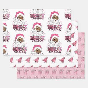 Papier noir du Père Noël Enveloppement série de 3