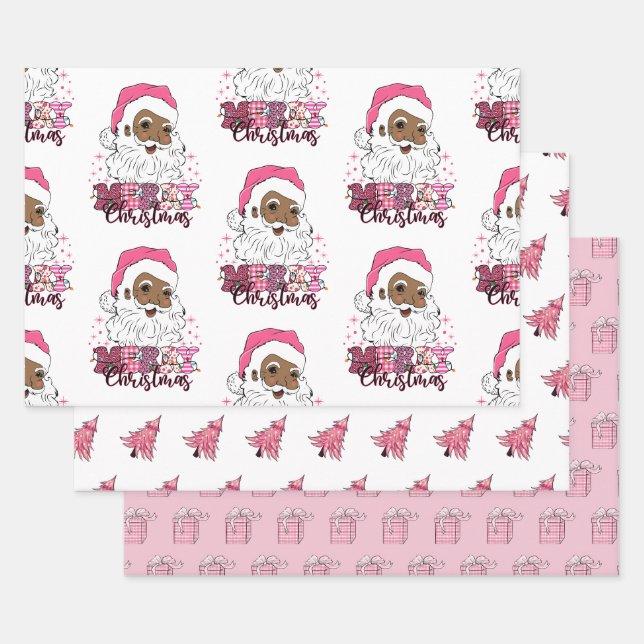 Papier noir du Père Noël Enveloppement série de 3 (Lot)