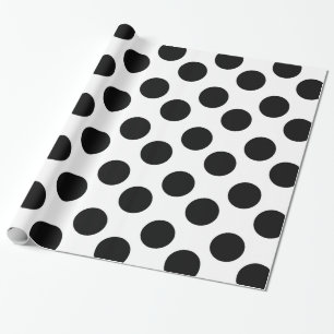Papier noir et blanc d'emballage cadeau de point