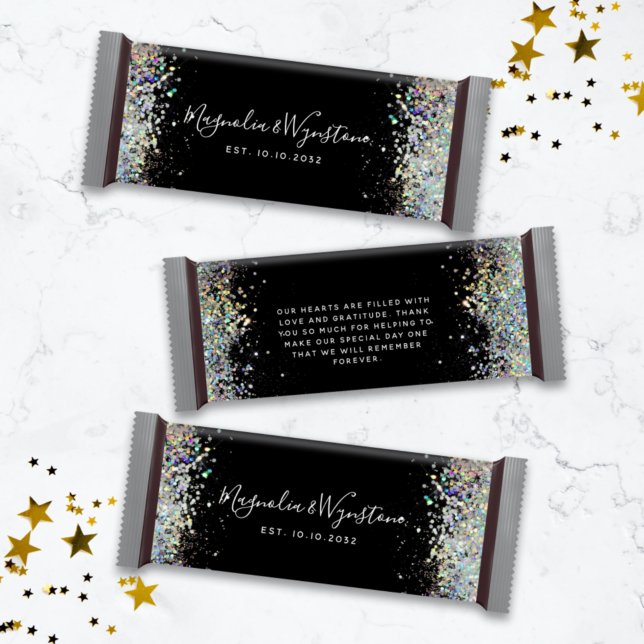 Papier Noir Parties scintillant Mariage Favor Candy Bar W (Créateur téléchargé)