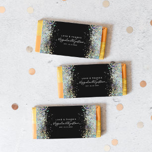Papier Noir Parties scintillant Mariage Favor Candy Bar W