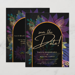 Papier Noir Peacock Jewel Tones Floral Mariage