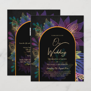 Papier Noir Peacock Jewel Tones Floral Mariage