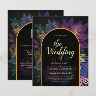 Papier Noir Peacock Jewel Tones Floral Mariage