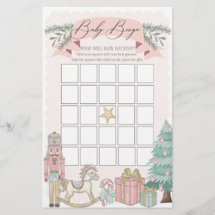 Papier noisette rose Noël baby shower jeu de bingo