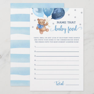 Papier Nom Ce Bébé Alimentation Jeu Baby shower Teddy Our