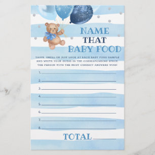 Papier Nom Ce Bébé Alimentation Jeu Baby shower Teddy Our