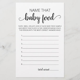 Papier Nom Ce bébé Baby shower alimentaire jeu de fête