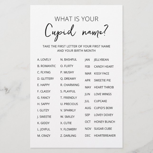 Papier Nom Cupidé Jeu Saint Valentin Jeu de fête (Devant)