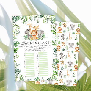 Papier Nom de bébé race Safari Animal baby boy douche jeu