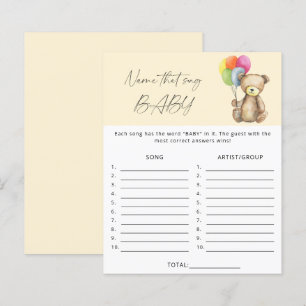 Papier Nom de cette chanson jeu de baby shower - Ours