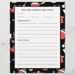 Papier Nom de famille Recette Insertion Cuisine noire e