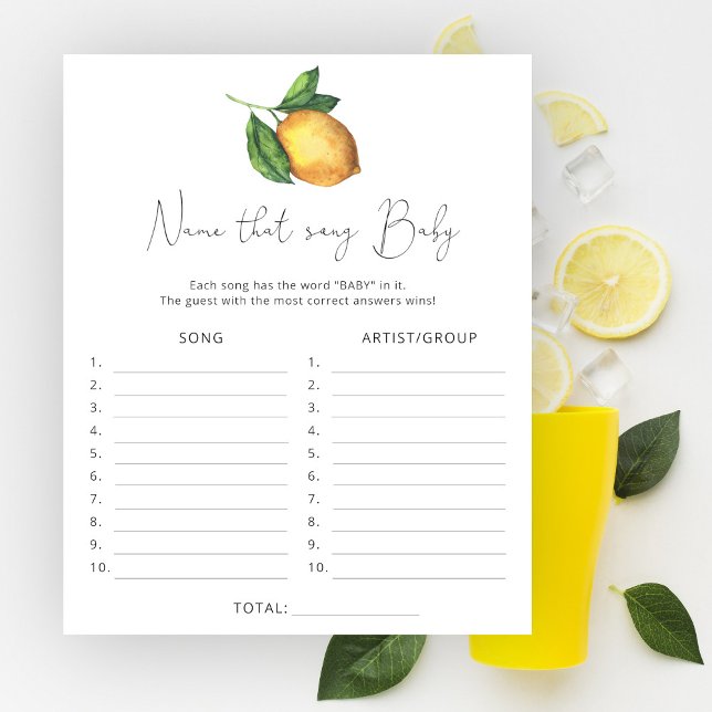 Papier Nom de la chanson \ Lemon baby shower jeu (Créateur téléchargé)