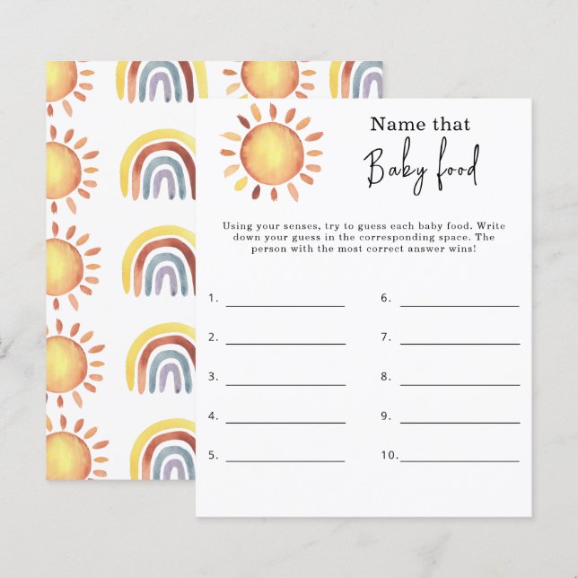 Papier Nom de l'aliment pour bébé - jeu de baby shower (Devant / Derrière)