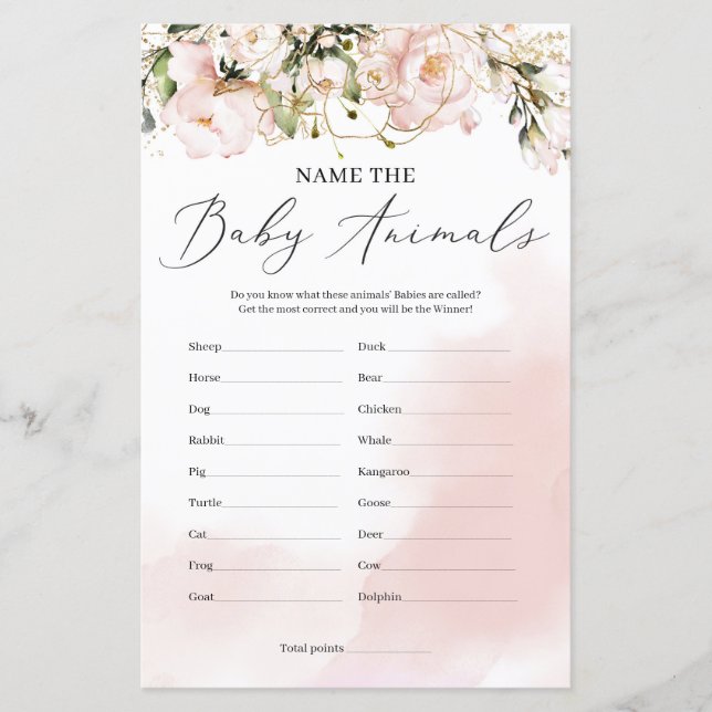 Papier Nom de printemps rustique du baby shower pour bébé (Devant)