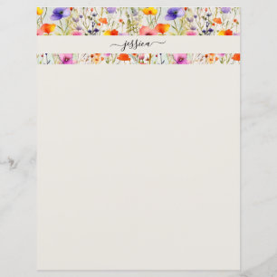 Papier Nom de script de fleurs sauvages élégantes