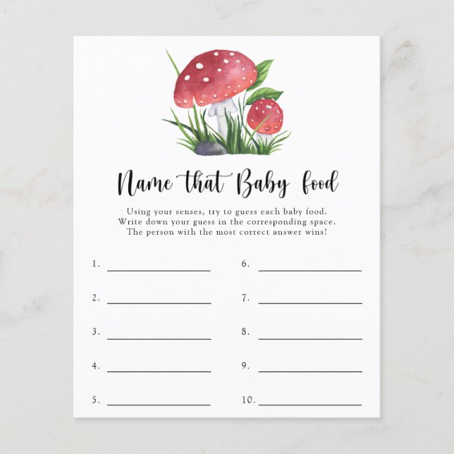 Papier Nom du Baby shower de champignons Jeu d'aliments p (Devant)