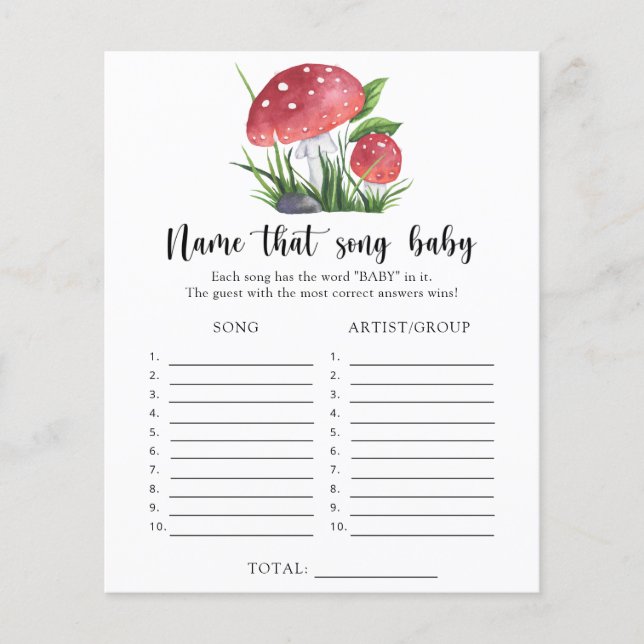 Papier Nom du baby shower de champignons que Baby Song (Devant)