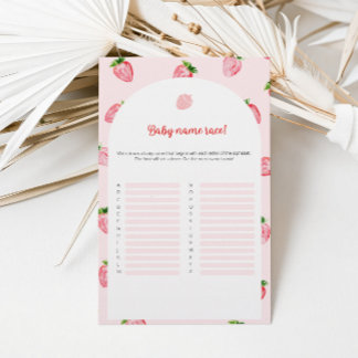 Papier Nom du bébé fraise Race Baby shower Jeu