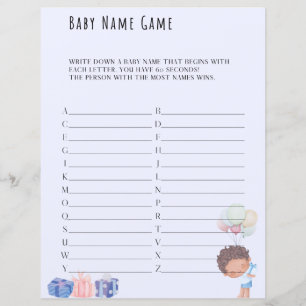 Papier Nom du bébé Jeu Baby shower Jeu