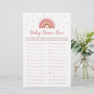 Papier Nom du bébé Race Jeu Boho Rainbow Baby shower