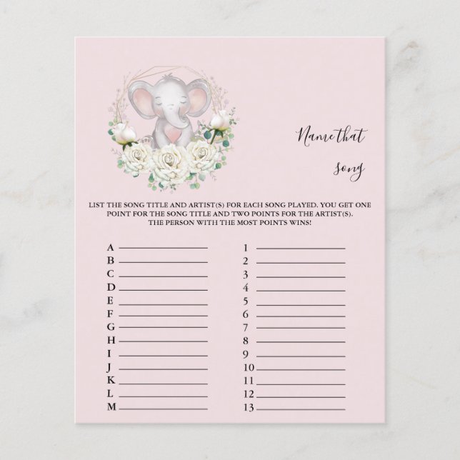 Papier Nom du jeu de Baby shower de chanson (Devant)