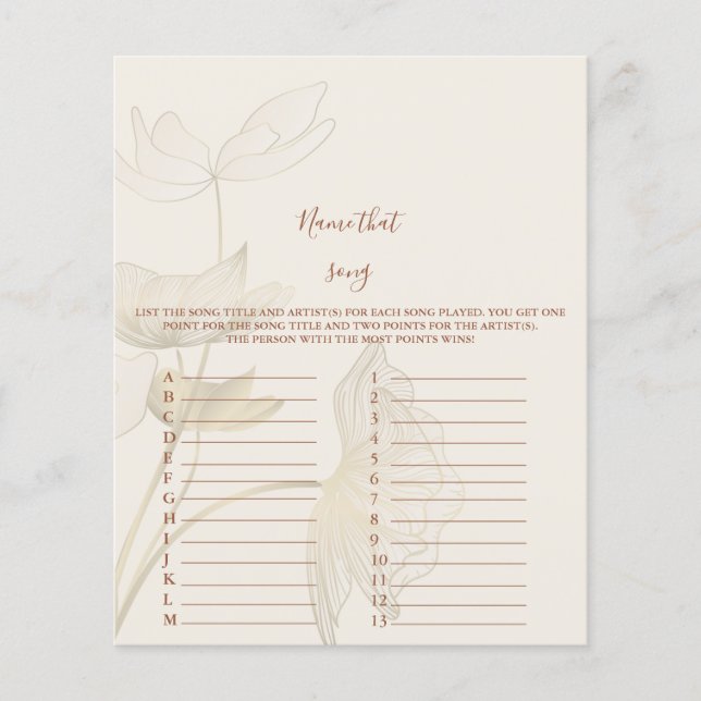 Papier Nom du jeu de Baby shower de chanson (Devant)