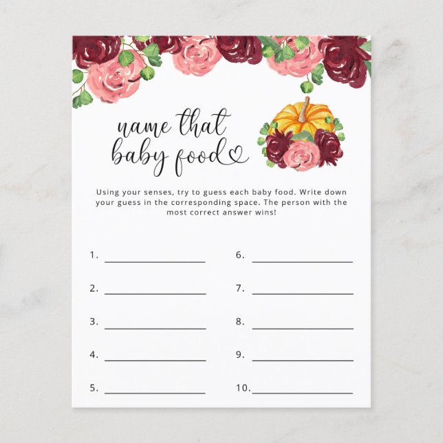 Papier Nom du jeu de douche pour aliments pour bébés (Devant)