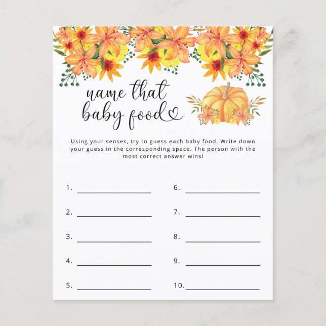 Papier Nom du jeu de douche pour aliments pour bébés (Devant)