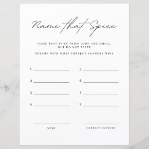 Papier Nom Du Jeu De Fête des mariées Spice